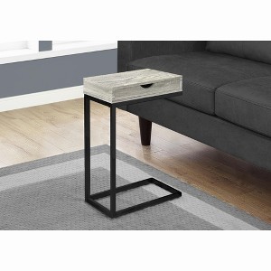 Vynxaria Contemporary C-Shaped Accent Table, Grey Laminate, Black Metal, 16" L x 10" W x 25" H - 1 of 4
