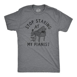 Mens Stop Staring At My Pianist T Shirt Funny Adult Humor Musical Joke Tee For Guys - Crazy Dog Men's T Shirt - 1 of 4