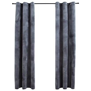 vidaXL Blackout Curtains with Rings 2 pcs Anthracite 37"x95" Velvet - 1 of 4