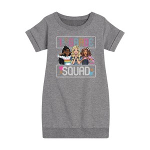 Girls' - Barbie - Back To School Graphic Short Sleeve Fleece Dress - 1 of 4