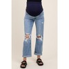 Pinkblush Light Blue Ripped Knee Rolled Cuff Straight Leg Maternity Jeans - 3 of 4