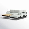 L Shaped Configuration Patio Sectional Sofa Set Performance Foam Seating & Structural Steel Frame + Tropical Wood Grain Coffee Table Ensemble - 4 of 4