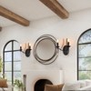 PAKOKULA 2-Light Black Vintage Candlestick Wall Sconce with Crystal Pendant - 3 of 4