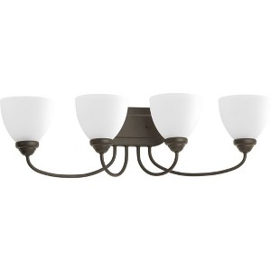 Progress Lighting Heart 4-Light Bath Bracket, Antique Bronze, Etched Glass Shades - 1 of 3