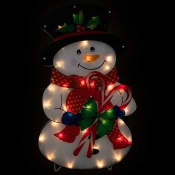Northlight 30.5" Lighted Snowman with Candy Canes Christmas Outdoor Decoration
