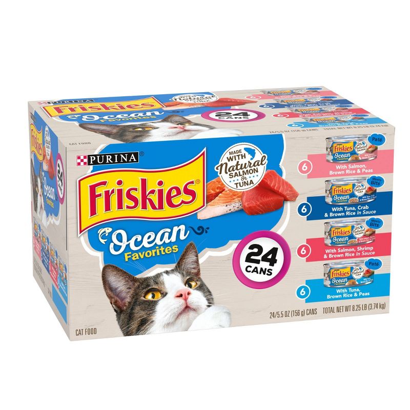 Purina Friskies Meaty Bits &#38; Pat&#233; Ocean Favorites Fish Flavor Wet Cat Food - 5.5oz/24ct Variety Pack, 5 of 7
