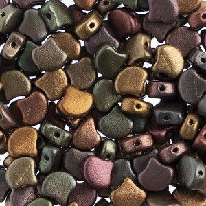 John Bead Matubo 50g Czech Glass 7.5mm Matte Metallic Bronze Iris Ginko Leaf Beads - 1 of 2