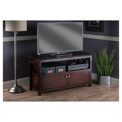 Transitional Cappuccino Brown 44" TV Stand with Cabinet Storage