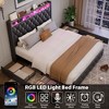 Queen Bed Frame with 50.8" Tall Headboard, Platform Velvet Upholstered Bed Frame with 4 Storage Drawers, USB Charging Station, Led Lights, Beige - 2 of 4