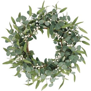 Luupatchy 20in Eucalyptus Wreath, Gift & Decor for Wedding, Christmas, Thanksgiving - 1 of 4