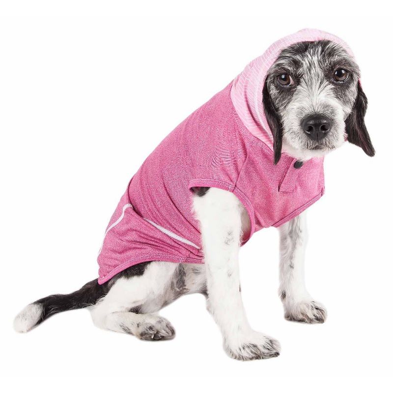 Pet Life Active Pull-Rover Premium 4-Way Stretch Two-Toned Sleeveless Hoodie Dog and Cat T-Shirt - Pink, 4 of 14