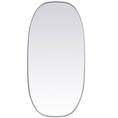Elegant Lighting Metal Frame Oval Mirror 24x48 Inch in Silver