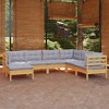 vidaXL Solid Pinewood Patio Lounge Set 7 Piece with Cushions Multi Colors - Brown and Gray - 2 of 4