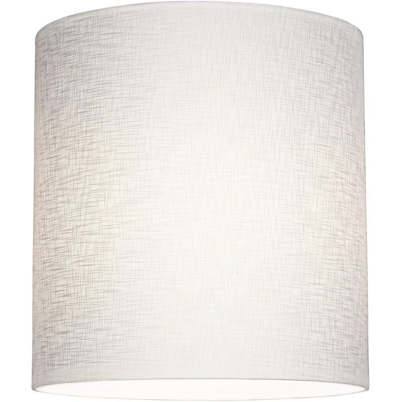 Springcrest Set of 2 Tall Drum Lamp Shades White Medium 14" Top x 14" Bottom x 15" High Spider Replacement Harp and Finial Fitting, 4 of 9