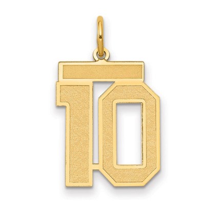 Black Bow Jewelry 14k Yellow Gold, Jersey Collection, Medium Number 10 Pendant