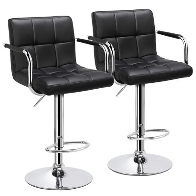 Yaheetech 2pcs Swivel Adjustable Bar Stools with Large Steel Pedestal Base for Bar Counter