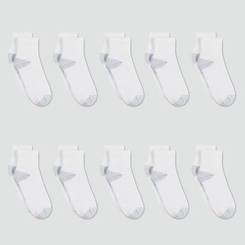 Hanes Girls Ankle Socks 10-Pack, Sizes S-L 