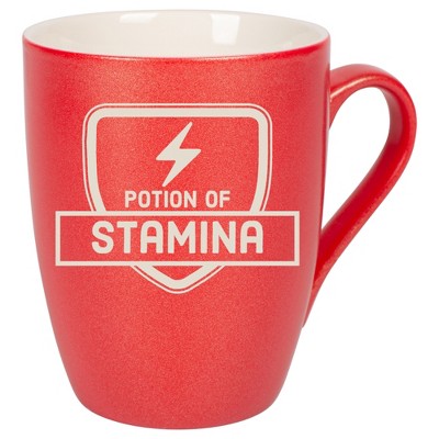100 North Magic Potion 10 Ounce Crimson Red Metallic Finish, Comfortably Fits Your Hands, New Bone China Coffee Tea Cup Mug, Potion Of Stamina