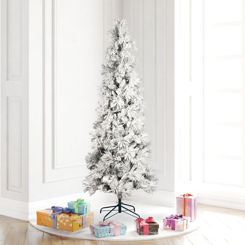 Vickerman Flocked Atka Pine Slim Artificial Christmas Tree, 3 of 4