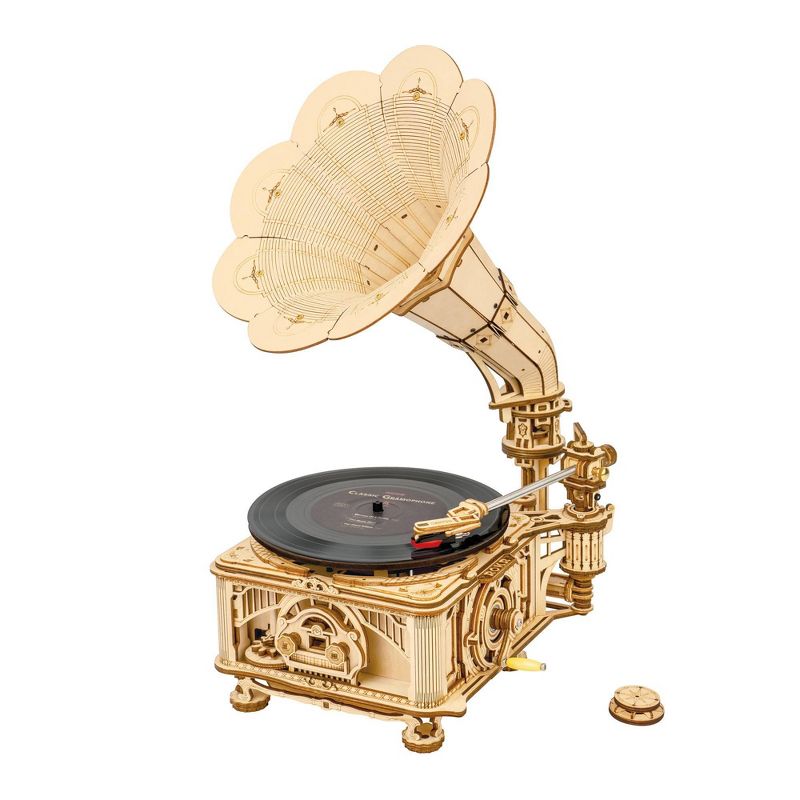 Mechanical Wooden Puzzle Classic Gramophone - Hands Craft, 1 of 12