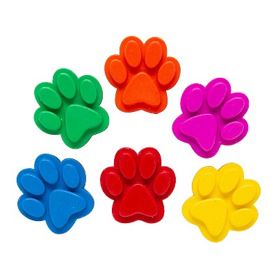 Fun Express 6-Color Paw Print-Shaped Crayons - 24 Pc.