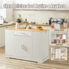 Vynxaria 53" Kitchen Storage Island - Tilt-Out Trash Cabinet (Fits 13-Gallon Can), Drawers, Barn Door Spice Rack,White - 3 of 4