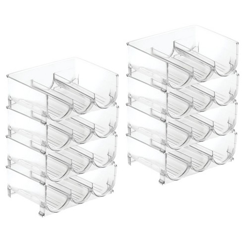 Clear mDesign Water Bottle Holder Storage Organizer Rack 4 Pack Stackable 
