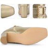 BLISSFUL STEP Women's Square Toe Chunky Heel Rhinestone Buckle Decor Ankle Boots - 3 of 4
