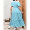 YESFASHION Women Plus Size Wrap Dress High Waist Short Sleeve Ruffle Casual Summer Maxi Dresses with Belt - 2 of 4