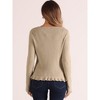 Allegra K Women's Long Sleeve Buttons Stretchy Ruffle V Neck Sweater Cardigan - 3 of 4