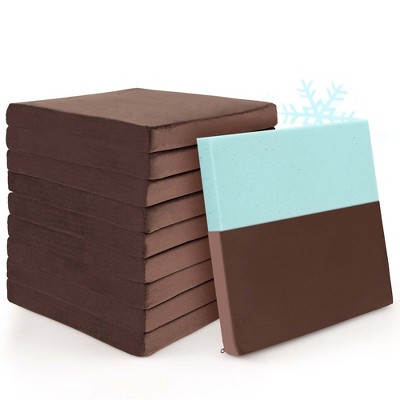 Costway 10 PCS Seat Cushions Gel Memory Foam Non-slip Bottom Dining Office 18''x18'' Brown/Grey