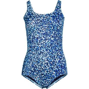 Lands' End Women's Tummy Control Chlorine Resistant Scoop Neck Soft Cup  Tugless Sporty One Piece Swimsuit