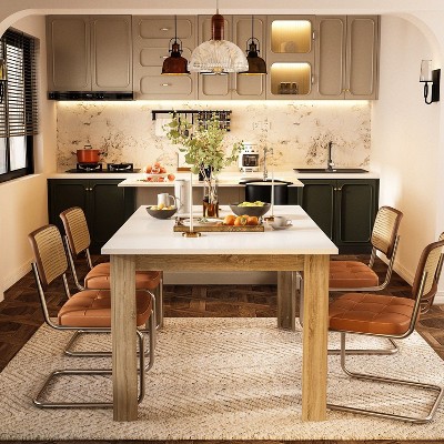 FUFU&GAGA Modern Extendable Dining Table White-Multi-Functional Design