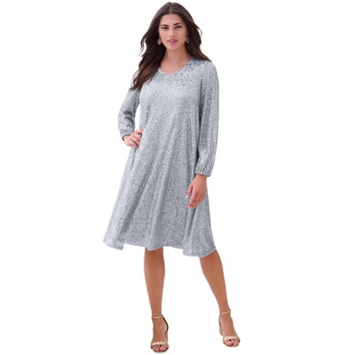 Roaman's Women's Plus Size Sequin Swing Dress
