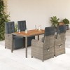vidaXL 5 Piece Patio Dining Set - Gray Poly Rattan Reclining Chairs with Cushions, Adjustable Backrest, and Acacia Wood Tabletop ``` - 2 of 4