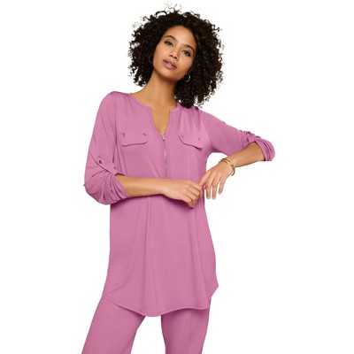 Roaman's Women's Plus Size Zip Front Ultrasmooth Fabric Tunic