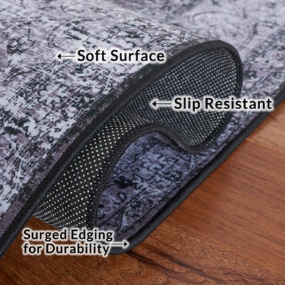 Tucson Donovan Black/Grey 8' x 10' Synthetic Washable Rug