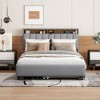 Queen size Upholstered Platform Bed with Storage Headboard, Twin XL Size Trundle and 2 drawers and a set of Sockets and USB Ports, Linen Fabric, Beige - 2 of 4