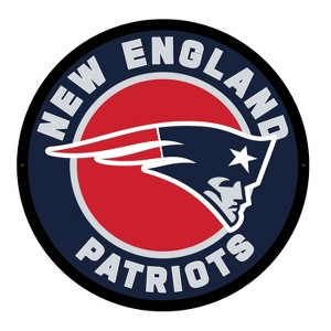 Evergreen Ultra-Thin Edgelight LED Wall Decor, Round, New England Patriots- 23 x 23 Inches Made In USA - 1 of 4