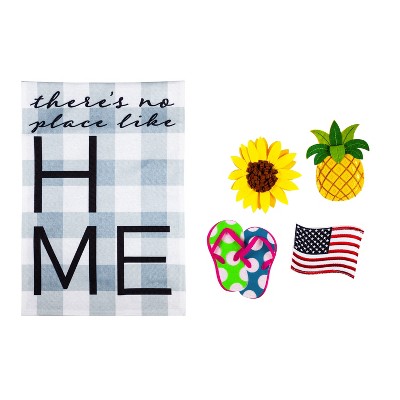 No Place Like Home Interchangeable Icon Garden Burlap Flag