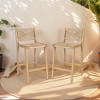 Christopher Knight Home Karolyn Outdoor Rustic Acacia Wood and Rattan Armless Bar Stools (Set of 2) - 2 of 4