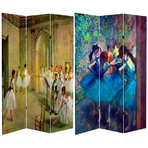 Oriental Furniture 6" Double Sided Works of Degas Room Divider Dancers: Canvas Art Print, No Assembly, Spruce Frame - 1 of 4