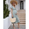 Maternity Dress with V-Neck & Tie Waist - Women's Short Sleeve High Waist Pregnancy Dress - 3 of 4