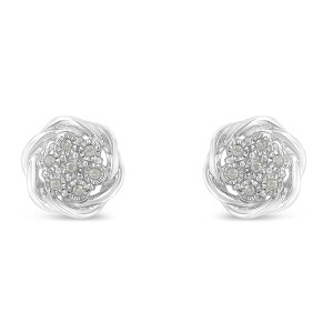 Haus of Brilliance Silver 1/6 Cttw Diamond Swirl Cluster Stud Earrings - 1 of 4