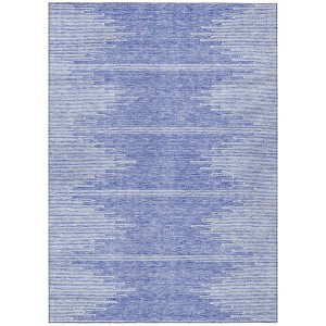 Denim Blue And Ivory Abstract Washable Indoor Outdoor Area Rug - 1 of 4