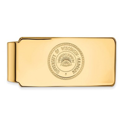 Black Bow Jewelry 14k Yellow Gold Plated Sterling Silver Wisconsin Badgers NCAA Money Clip