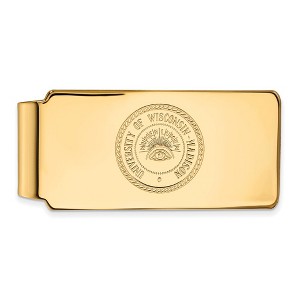 Black Bow Jewelry 10k Yellow Gold Wisconsin Badgers NCAA Money Clip - 1 of 3
