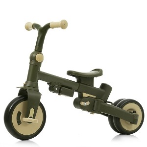 VYNXARIA 7-in-1 Baby Tricycle, foldable with adjustable parent handle, removable pedal, canopy, guardrail, Baby Walker Balance Bike, dark green - 1 of 4