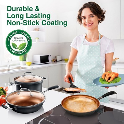 14-Piece Copper Non-Stick Aluminum Cookware Set