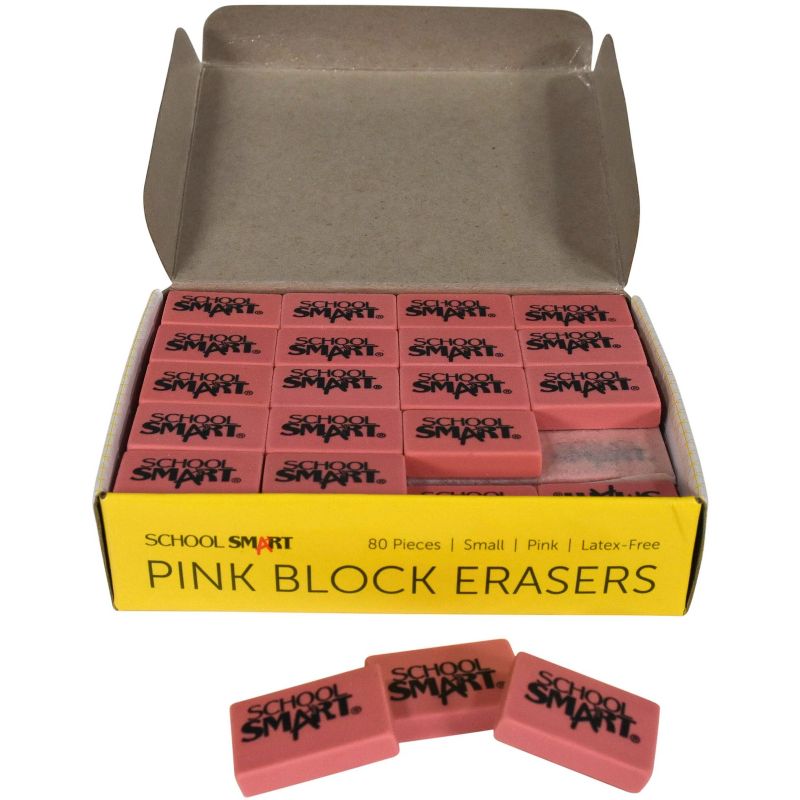 School Smart Small Pink Block Eraser, Pack of 80, 5 of 7